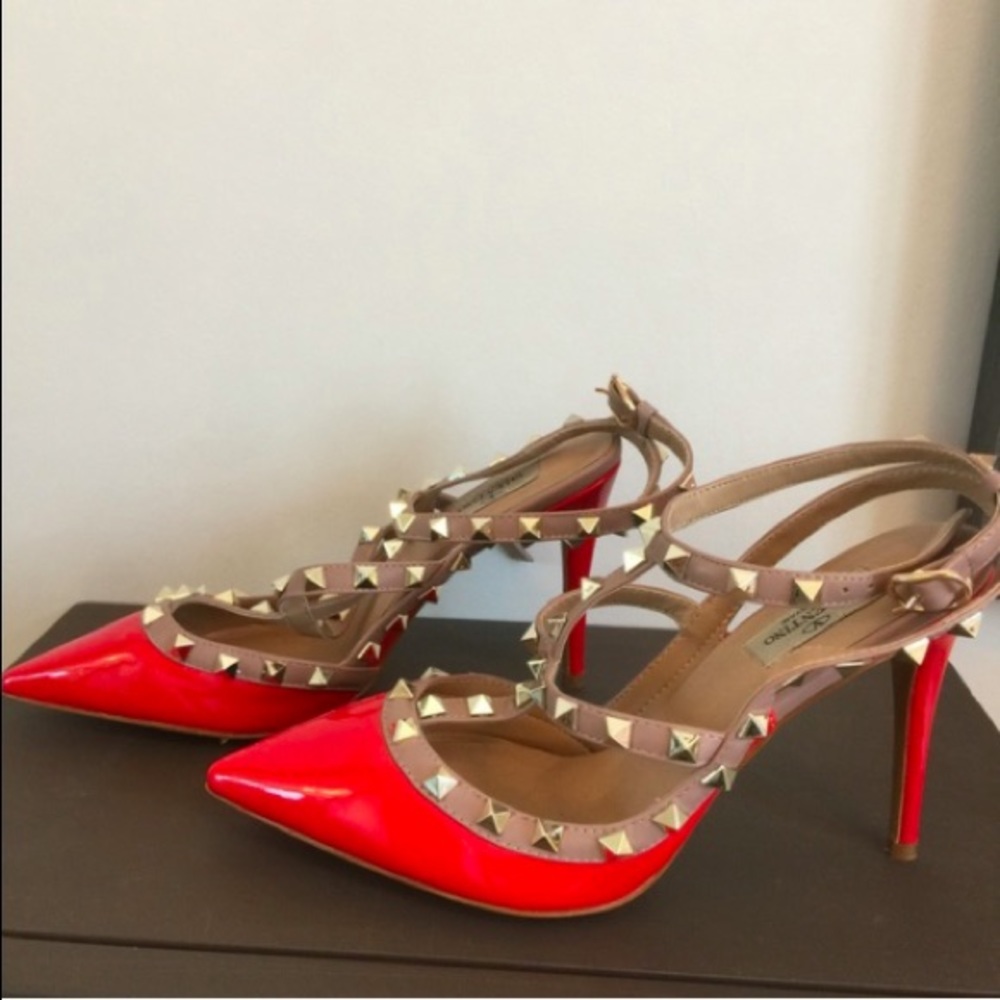 flash sale Red Patent leather studded heels